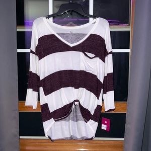 Maroon and white striped long sleeve shirt (brand new with tag)